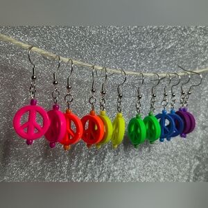Handmade Peace Sign Beaded Earrings